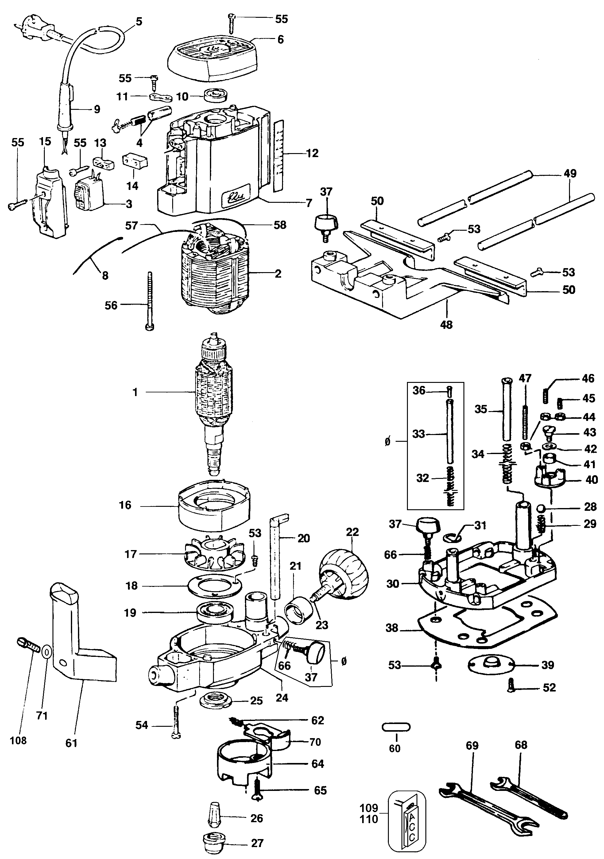 Page A Diagram and Parts List for 3303 2 Black and Decker Router